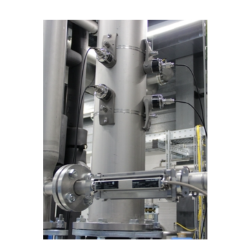E+H Prosonic Flow W 400 transit time ultrasonic flowmeter installed on an industrial pipeline.