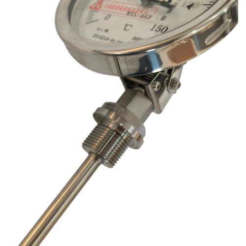 Every-angle adjustable bimetallic thermometer with stainless steel swivel joint for flexible view reading